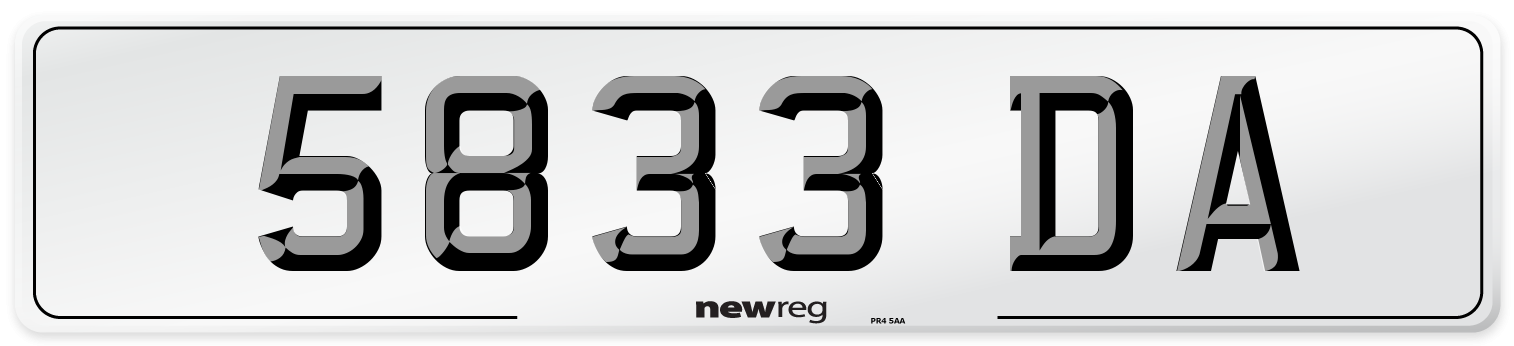 5833 DA Number Plate from New Reg